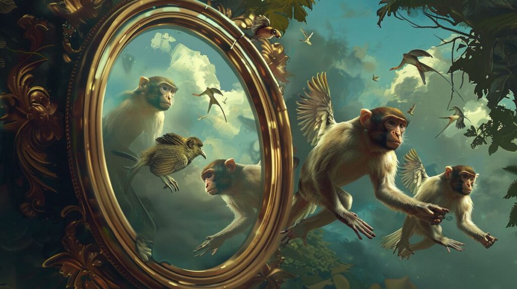 Flying Monkeys Narzissmus in sozialen Dynamiken, dargestellt durch eine symbolische Illustration